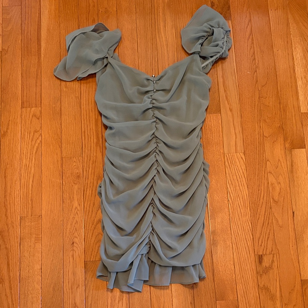 Zara Elegant Ruffle Green Dress